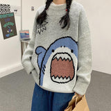 Christmas Gift Women Sweaters Oversize Print Knitted Sweater Couple Jumper Patchwork Korean Style Pullover Women Winter Warm Casual Knitwear1111