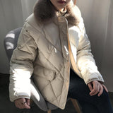 Christmas Gift Winter Jacket Coat Women Streetwear Korean Style Padded Warm Rabbit Fur Parkas Womens Clothing 2021 Ropa Mujer Invierno