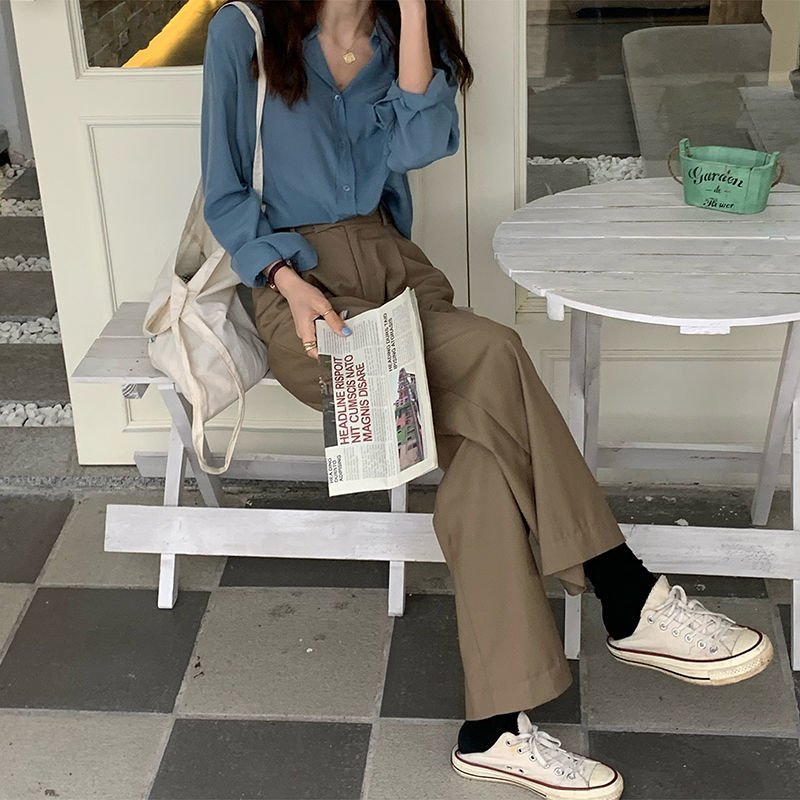 Casual Pants High Waist Plus Size 3XL New Fashion Korean Style Drape Loose Wide Leg Trousers Chic Mopping Female All-match Tide