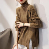 Thick Turtleneck Pullover Sweater For Women Autumn Winter Ladies Loose Wear Mid-length Warm All-match Knitted Bottoming Shirt