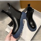 Thanksgiving Day Gifts  New Women Chelsea Boots Pu Leather Autumn Women's Ankle Boots Ladies Fashion Shoes Non-Slip Platform Slip On Female Boot