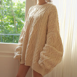 Peneran New Winter Spring Women Pullovers Sweater Oversize Knitted Lantern Sleeve  Solid Minimalist Knitwear SW7418