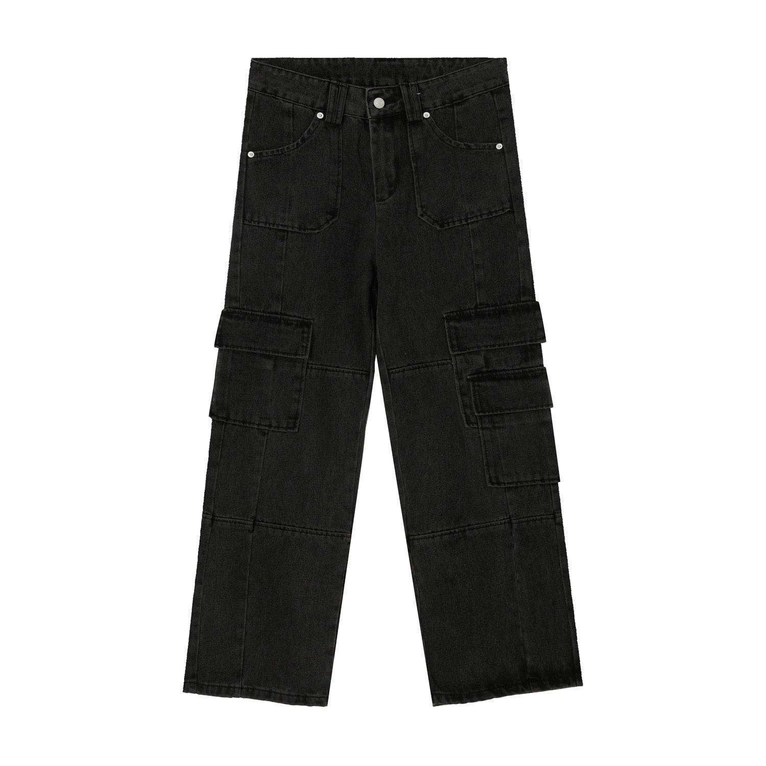 Peneran Black Clothing Men 2022 Autumn Vintage Jeans Washed Loose Wide Leg Pants Straight Cargo Pants Baggy Jeans Denim Jeans Streetwear