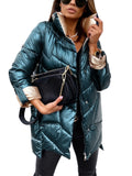 Christmas Gift Patchwork Jacket Women Oversized Female Outerwear Casual Winter Parka Cotton Padded Coat Warm Quilted Stand Collar Puffer Jacket