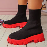 Thanksgiving Day Gifts  Women Boots Slip On Western Ankle Boots Platform Knitted Ladies Autumn Socks Boots For Women Fashion Female Booties 2022