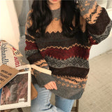 Retro Striped Sweaters Women Pullover Winter Jumpers Korean Fashion Loose Knit Sweater Pull Femme Winter Clothes Women Sweater