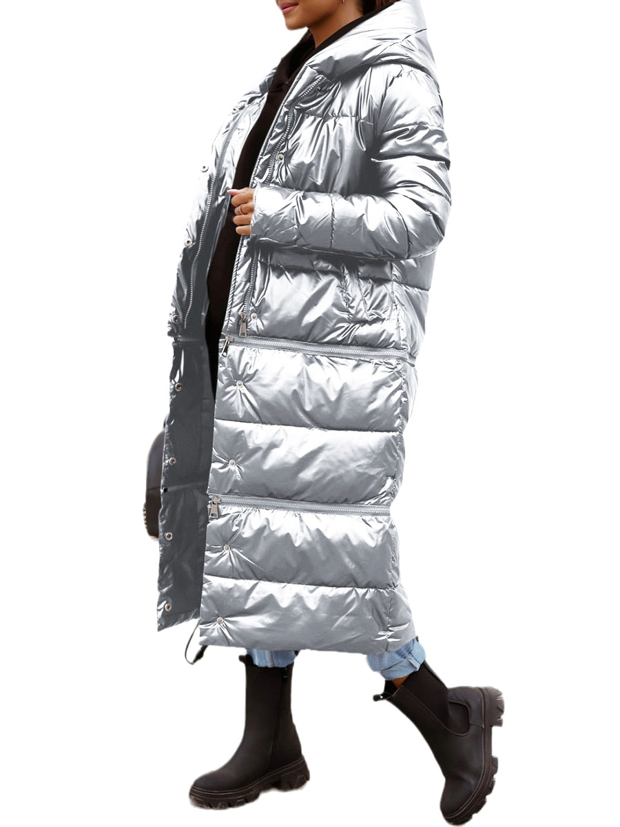 Christmas Gifts Three Length Puffer Jacket Women Winter Parka Zip Up Quilted Long Coat Plus Size Casual Streetwear Hooded Oversized Padded Parka