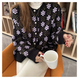 Peneran Christmas Gift Autumn Cardigan Women Sweet Knitted Sweater Cozy Preppy Ulzzang Cute Holiday Loose Knitwear Coat Thickened Pull Femme