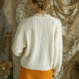 PENERAN Female Runway Sweater Elegant Knitted Coat Autumn Winter Clothes Loose Pearl Beading  Casual Cardigans Women Tops C-036