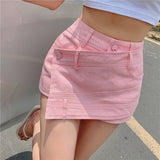 PENERAN European And American Fashion Retro Summer Streetwear Beach Hot Shorts Girls Irregular Pink Denim Shorts Skirts Female Plus Size