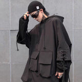 Harajuku Sweatshirt Women Autumn Streetwear Gothic Oversize Long Sleeve Hip Hop Black Hoodie Goth Casual Pullover Unisex