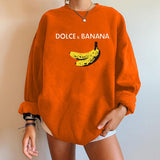 Christmas Gift Dolce&banana Print Women Sweatshirts Streetwear Round Neck Long Sleeve Drop Shoulder Loose Winter Woman Sweatshirts Moletom