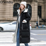 Christmas Gift Orwindny Long Winter Coat Women Solid XS-2XL Warm Parkas Female Hooded Padded Clothing Snow Wear Jackets