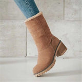 Women Winter Fur Warm Snow Boots Ladies Warm wool booties Ankle Boot Comfortable Shoes turned-over edge Casual Women Mid Boots