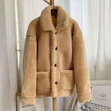 Peneran New Winter Thicken Warm Teddy Fur Jacket Coat Women Casual Fashion Lamb Faux Overcoat Fluffy Cozy Loose Outerwear Female