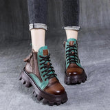Peneran Fashion Boots Women Shoes Platform Boots Vintage Retro Leather Booties Chunky Boots Goth Shoes Desinger Martin Botas