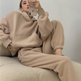 Women Hoodies Sweatshirt Fleece 100% Cotton Tracksuit Casual Sports Sweatshirts Pullover Home Sweatpants Outfits