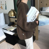New 2022 Autumn Winter Women Sweater Pullovers Fake Mink Cashmere Oversize Vintage Knitwears Wild Lady Tops SW1207JX