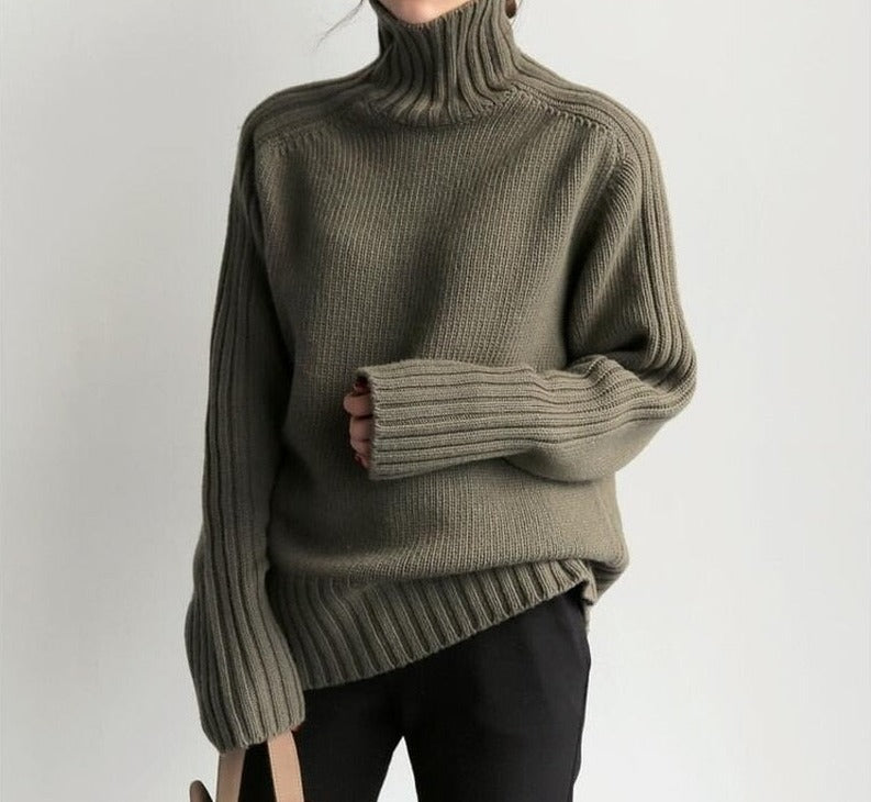 Graduation Gifts 2022 Autumn Winter Loose Turtleneck Pullover Basic Warm Sweater for Women Korean Soft Kniited Solid Sweater Tops