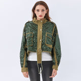 Patchwork Sequined Jacket For Owmen Turtleneck Long Sleeve Casual Lace Up Jackets Female 2022 Fall Fashion New Tide