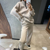 Christmas Gift Women Casual Two Piece Sets Zipper Oversized Jacket Outerwear And Elastic Pencil Pant Suit Autumn Winter Tracksuit