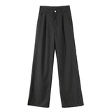 Christmas Gift Women's Pants Capris 2021 High Waist Trouser Suits Fashion Loose Flare Wide Leg Pants Full Length Female Casual Straight Pants
