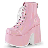 PENERAN Brand Design Fashion Goth Street Cool Wedges Shoes Winter Plus Size 43 Pink Chunky Platform Motorcycles Boots Women
