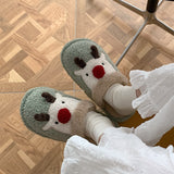 Peneran Cute Animal Slipper For Women Girls Fashion Kawaii Fluffy Winter Warm Slippers Woman Cartoon Frog House Slippers Funny Shoes