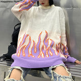 Autumn and winter fashion flame pattern loose long sleeve sweater women 2020 Dropshipping