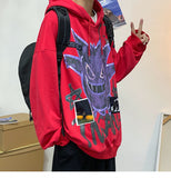 6-Color Devil Print Winter Hoodie Women Pullovers Casual Harajuku Hip-Hop Sweatshirt Warmth Oversized Hoodie Men'S Anime Tops