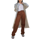 Christmas Gift 2021 Vintage Joggers Women Cargo Pants 90s Streetwear Caramel Brown Low Waist E-girl Aesthetic Loose Straight Trousers Female