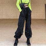 Gothic Cargo Pants Women Korean Fashion Spring 2022 Harajuku Streetwear Oversized High Waisted Loose Trousers Female Goth