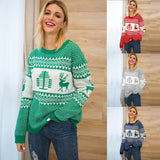 PENERAN Women's Sweater 2021 Autumn and Winter New Christmas Sweater Female Geometric Elk Jacquard Coat