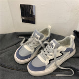 Women White Casual Korean Flat Sports Shoes Canvas Sneakers Platform Running Rubber Sole Vulcanize Trainers Spring Autumn