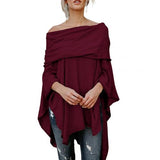 Peneran Womens Scarf Shawl Poncho Fashionable Women's Solid Colour Strapless Pullover With Loose Cape With Irregular Hem Christmas Gift