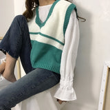 Christmas Gift Sweater Vest Women Striped Loose Preppy Sleeveless Sweaters Students Korean Style Autumn Winter Outwear Chic Retro Knitted New