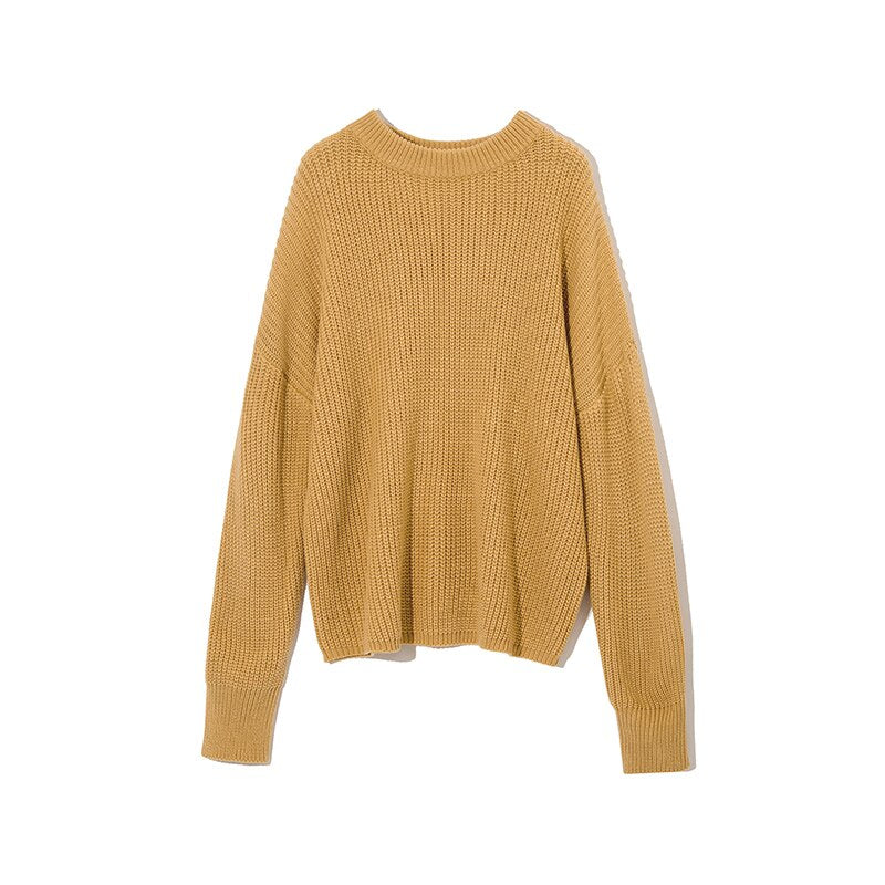 PENERAN Autumn Winter Thickening Oversized Sweater Women Long Sleeve Casual Loose Pullovers Female Cashmere Solid Knitted Tops