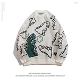 O-Neck Long Sleeve Women's Oversize Sweater Solid Dinosaur Printed Y2k Knitted Sweater Loose Casual Oversized Knitted Pullover
