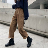Autumn Baggy Brown Corduroy Pants Women Korean Fashion Oversize High Waist Black Joggers Wide Leg Trousers For Female