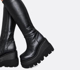 Big Size 35-43 Brand New women's High Platform Boots Fashion shoelace High Heels Shoes Woman Thick Bottom Wedges Boots