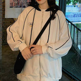 Hoodie Women Sweatshirt Harajuku Winter Warm Jackets Coat Baseball Uniform Long Sleeve Top Oversized Jacket Hooded Sweatshirt