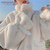 PENERAN 2023 Winter Faux Fur Jacket Coats Women Oversized Fashion Fleece Motorcycle Soft Jackets Korea Thick Warm Clothings