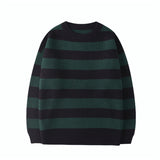 Peneran Women Striped Knitted Sweater Autumn Winter Thick Warm Pullovers Oversized Sweaters Unisex Casual Loose Jumper Teen Streetwear