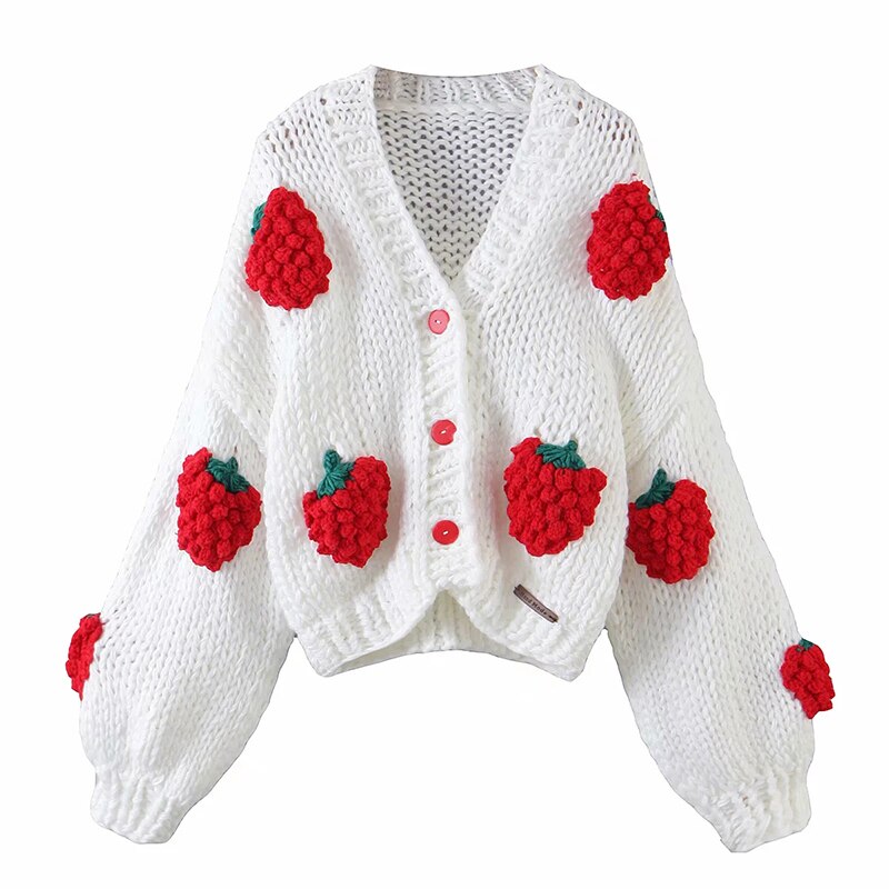 Women Handmade Cardigan Sweater Sky White Clouds Knitting Coats Loungewear Jumper 2022 Winter