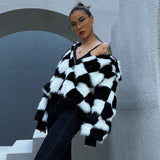 Christmas Gift  Casual Loose Plaid Colorblock Jacket Female Lapel Long Sleeve Fashion Vintage Coat For Women Autumn Style 2021 New