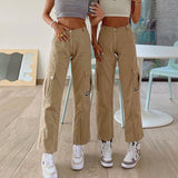 Vintage Big Pocket Denim Jeans Women Fashion Streetwear High Waist Baggy Straight Leg Pants New Aesthetic Casual Trouser