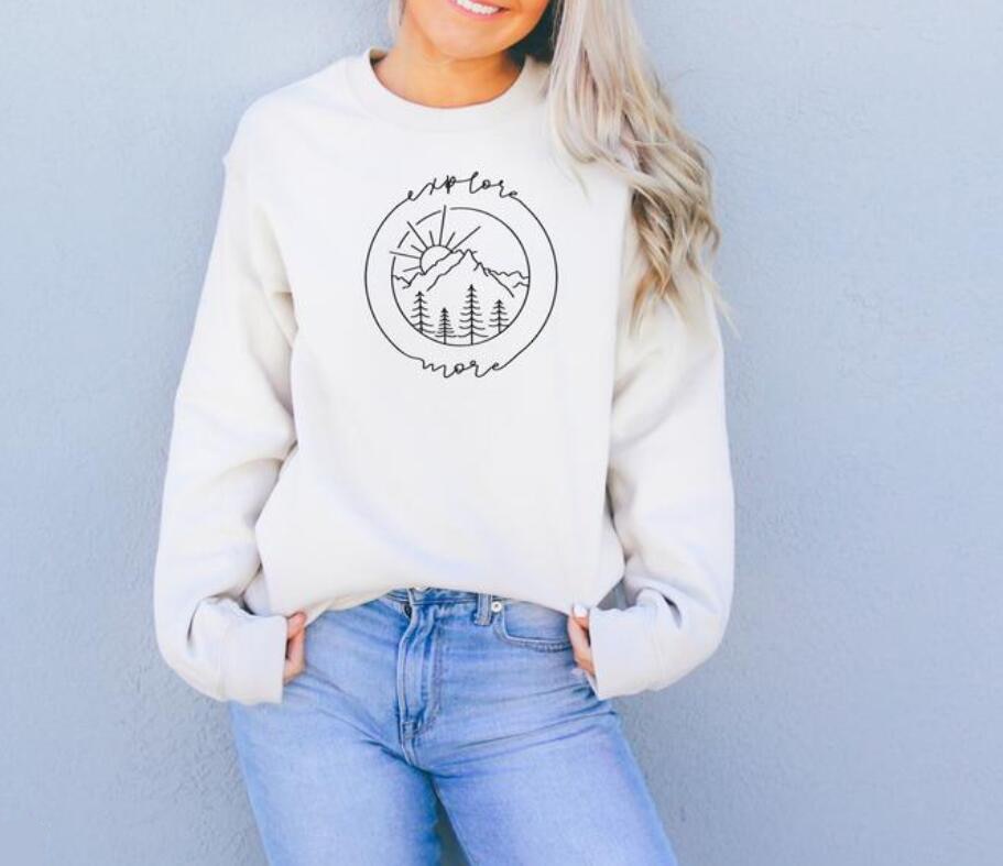 Christmas Gift Mountains Graphic Grunge Pullovers Women Fashion Tops Explore More Sweatshirt Camping Gift Sweatshirts
