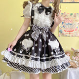 Women Dress Original Lolita Polka Dot Print Lace Skirt Sling Dress Girls Summer Cosplay Party Clothes