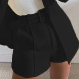 Graduation gift 2022 New Women Sets Autumn Long Sleeve Cardigan Blazer Shorts Solid Set Lady Casual Short Suits Slim Suit Jacket Blazer Set