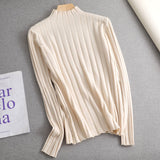 Basic Slim soft Pure color high neck Sweater pullovers For Women Casual Long Sleeve chic bottom Sweater Female Jumpers top